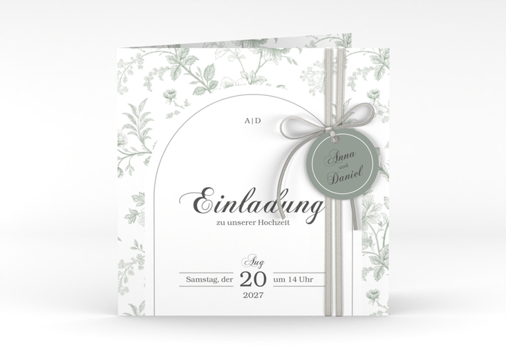 Hochzeitseinladung Très Chic quadr. Klappkarte gruen