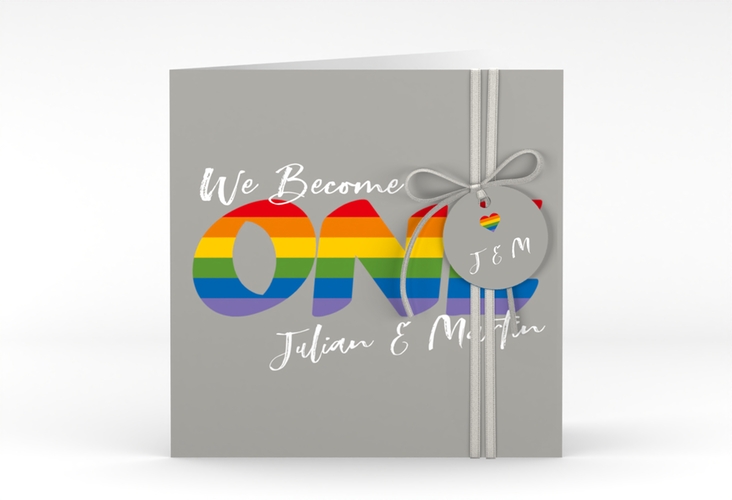Hochzeitseinladung Pride quadr. Klappkarte bunt