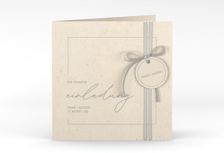 Hochzeitseinladung Simple Line quadr. Klappkarte beige