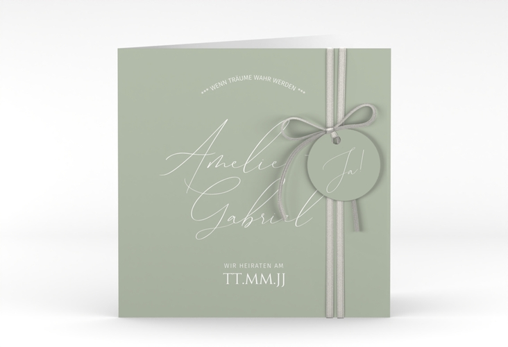 Hochzeitseinladung Federschrift quadr. Klappkarte in schlichtem Design mit Kalligrafie