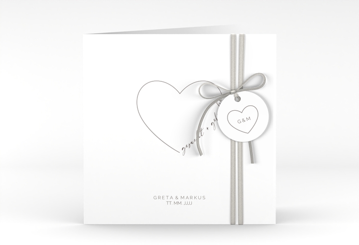 Hochzeitseinladung Lebenstraum quadr. Klappkarte weiss hochglanz