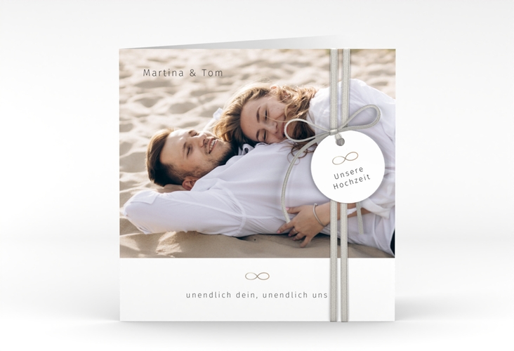 Hochzeitseinladung Unendlich Liebe quadr. Klappkarte weiss