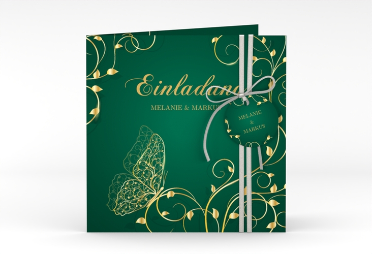 Hochzeitseinladung Eternity quadr. Klappkarte gruen hochglanz