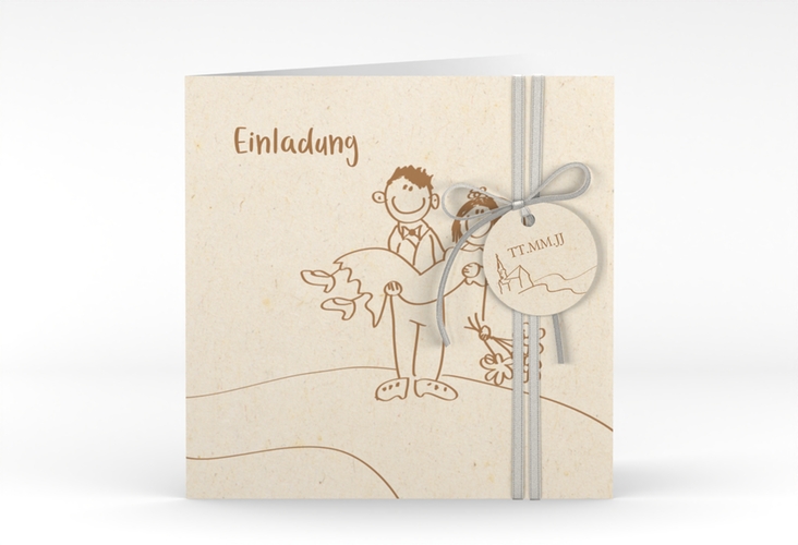 Hochzeitseinladung Pisa quadr. Klappkarte beige
