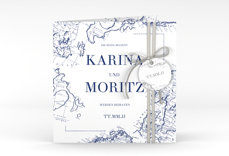 Hochzeitseinladung Voyage quadr. Klappkarte