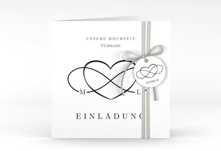 Hochzeitseinladung Infinity quadr. Klappkarte schwarz
