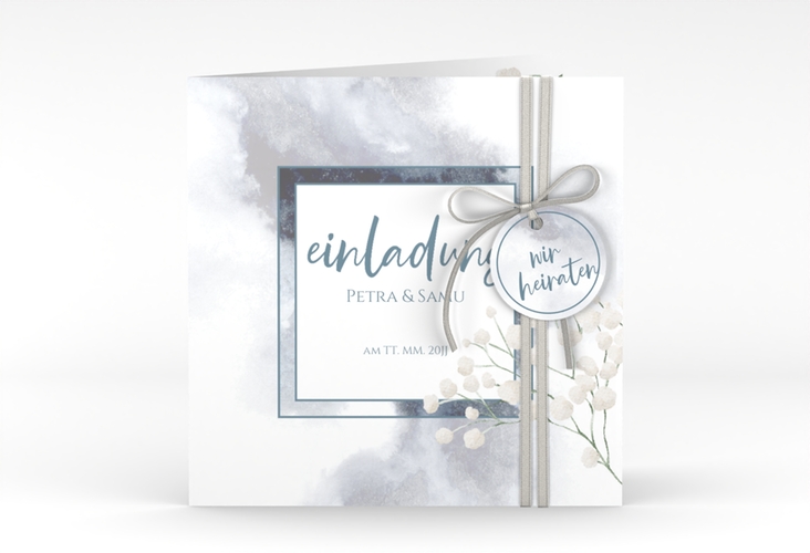 Hochzeitseinladung Winter quadr. Klappkarte mit Schleierkraut
