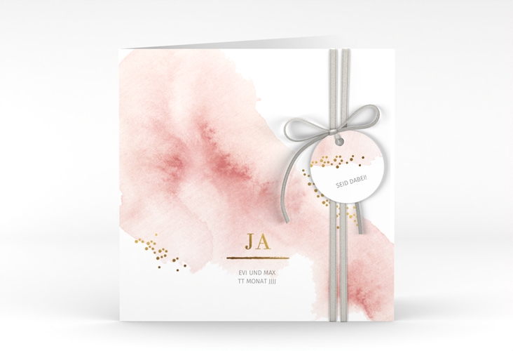 Hochzeitseinladung Pastell quadr. Klappkarte rosa