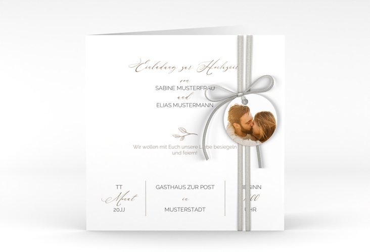 Hochzeitseinladung Plain quadr. Klappkarte weiss hochglanz