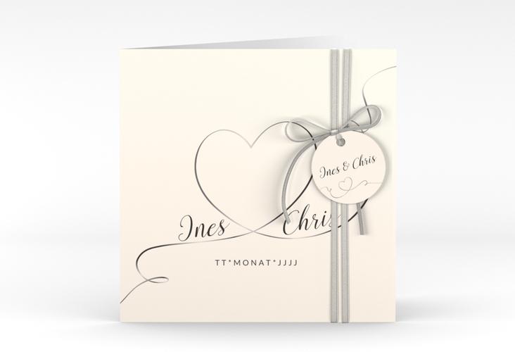 Hochzeitseinladung Dolce quadr. Klappkarte beige hochglanz