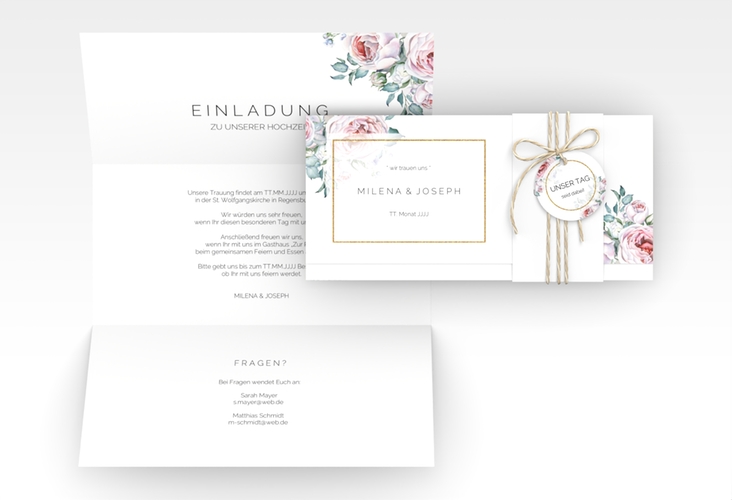 Hochzeitseinladung Embrace Wickelfalzkarte + Banderole