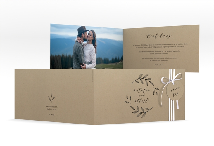 Hochzeitseinladung Naturelove lange Klappkarte quer