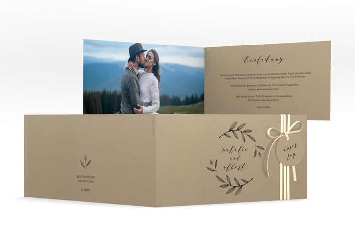 Hochzeitseinladung Naturelove lange Klappkarte quer