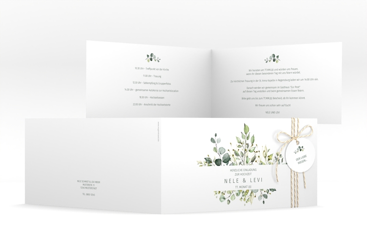 Hochzeitseinladung Enchanting lange Klappkarte quer weiss