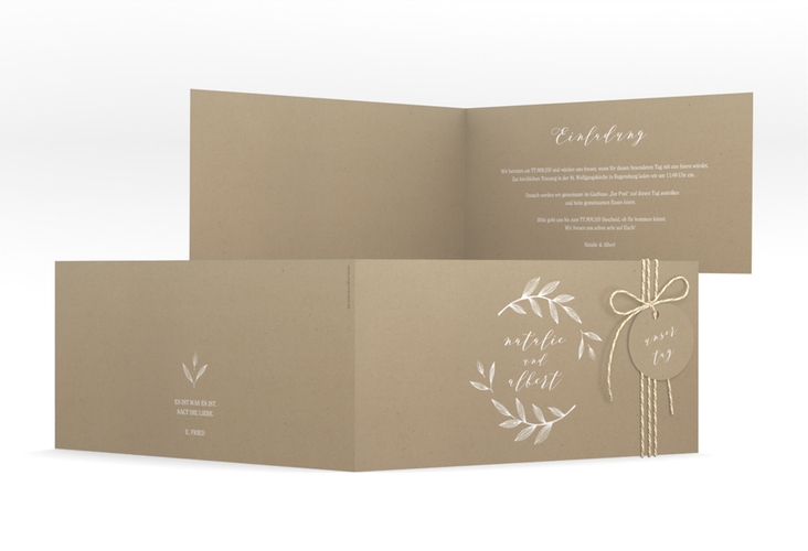 Hochzeitseinladung Naturelove lange Klappkarte quer weiss hochglanz