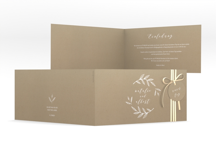 Hochzeitseinladung Naturelove lange Klappkarte quer weiss hochglanz