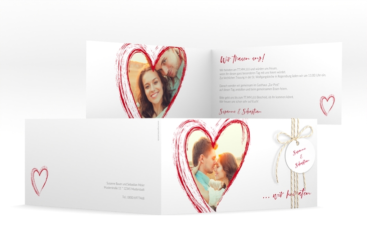 Hochzeitseinladung Liebe lange Klappkarte quer