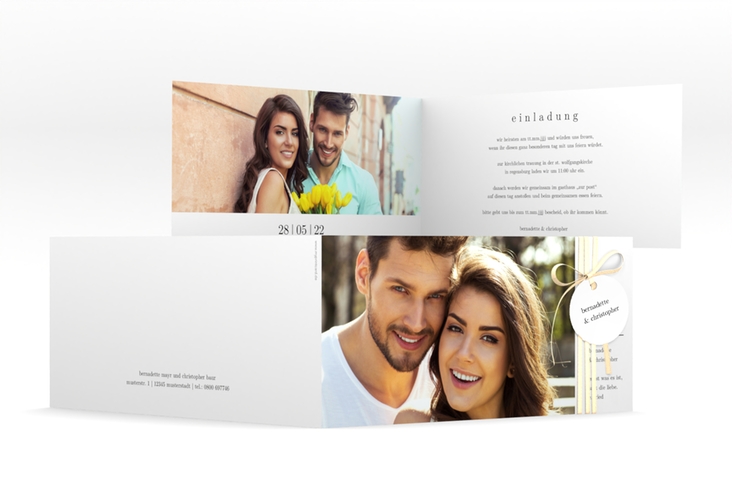 Hochzeitseinladung Minimal lange Klappkarte quer weiss