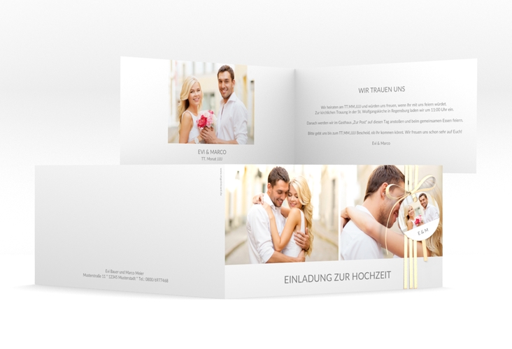 Hochzeitseinladung "Vista" DIN lang Klappkarte weiss