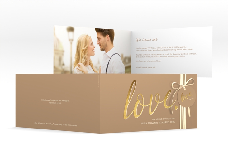 Hochzeitseinladung Glam lange Klappkarte quer