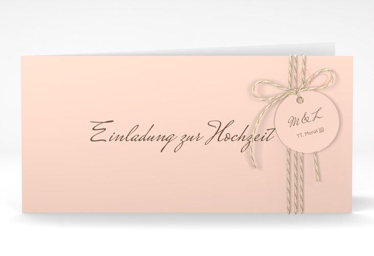 Hochzeitseinladung Purity lange Klappkarte quer apricot hochglanz