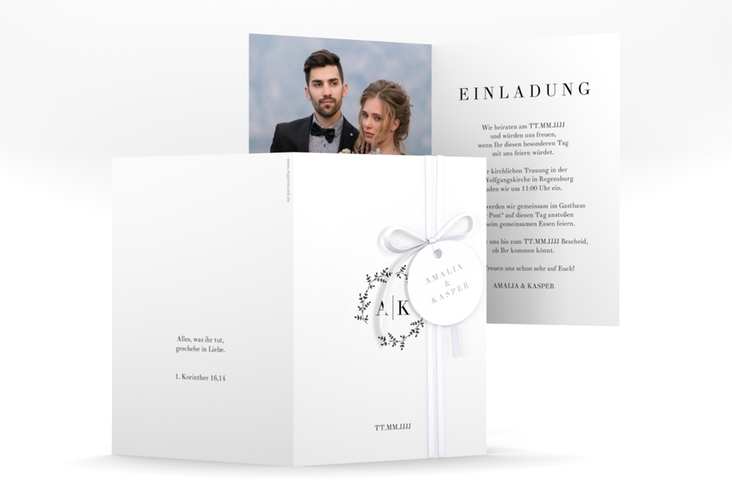 Einladungskarte Hochzeit "Filigrana" DIN A6 Klappkarte