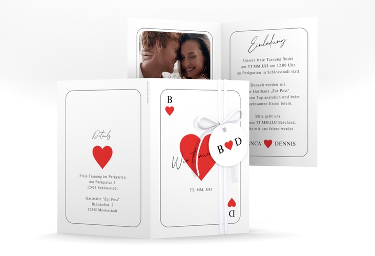 Einladungskarte Hochzeit Kartenspiel A6 Klappkarte hoch