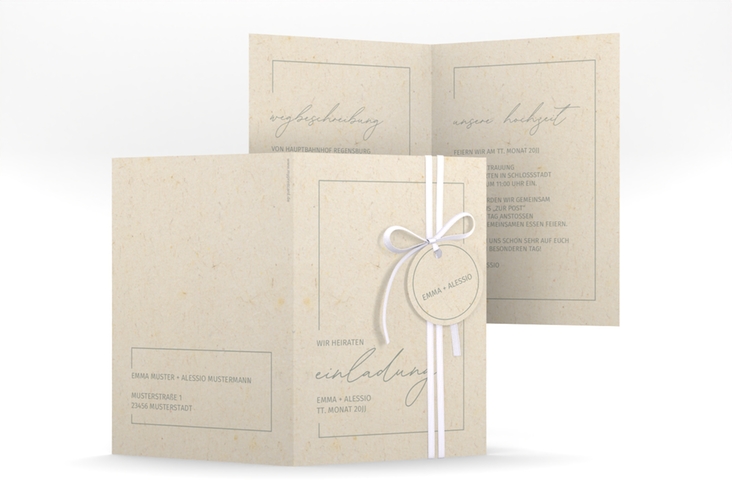 Einladungskarte Hochzeit Simple Line A6 Klappkarte hoch