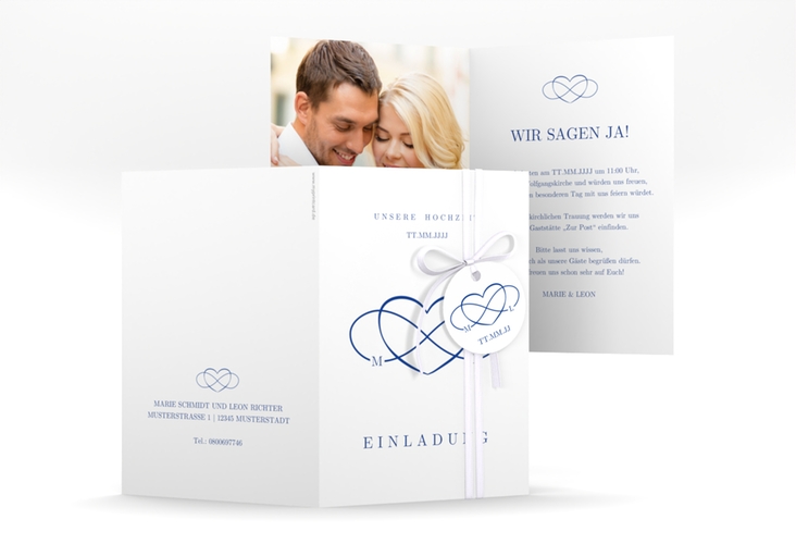 Einladungskarte Hochzeit Infinity A6 Klappkarte hoch hochglanz