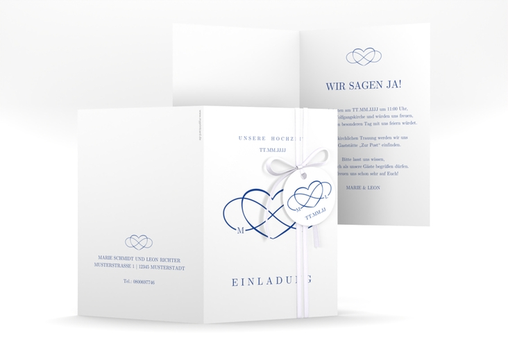 Einladungskarte Hochzeit Infinity A6 Klappkarte hoch hochglanz