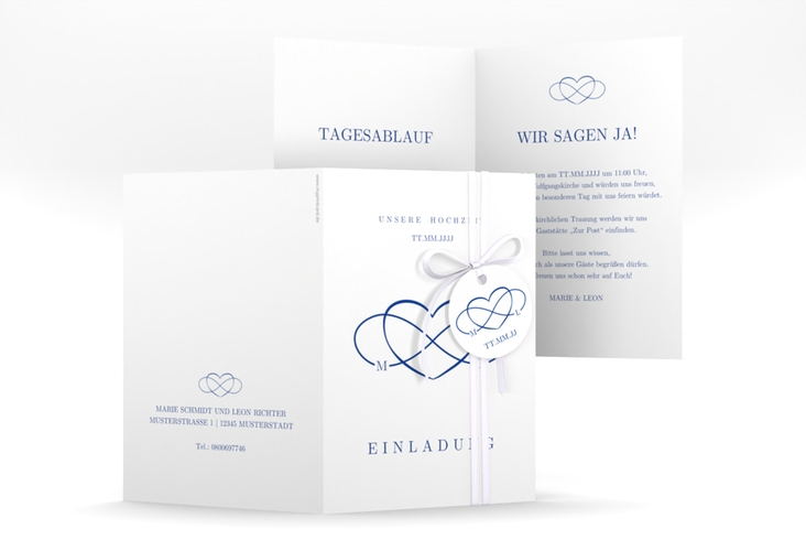 Einladungskarte Hochzeit Infinity A6 Klappkarte hoch hochglanz