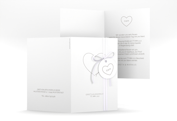 Einladungskarte Hochzeit Lebenstraum A6 Klappkarte hoch weiss hochglanz