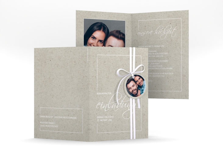Einladungskarte Hochzeit Simple Line A6 Klappkarte hoch