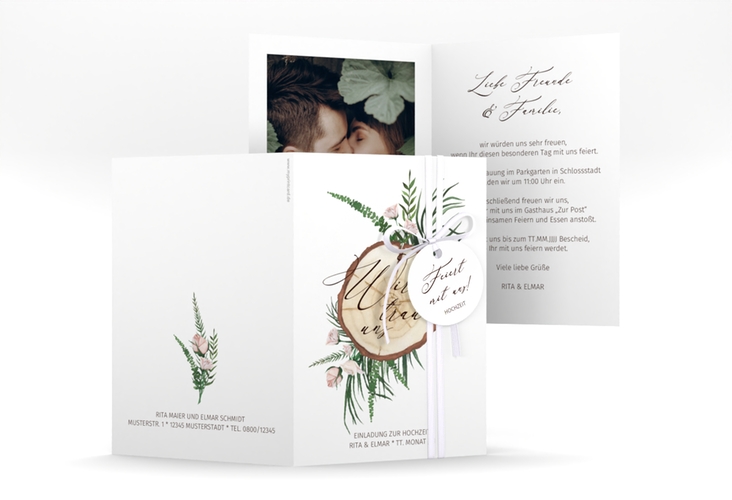 Einladungskarte Hochzeit Woodland A6 Klappkarte hoch