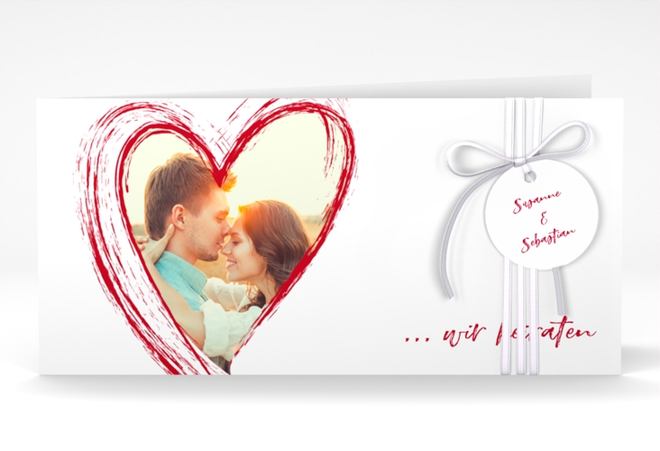Hochzeitseinladung Liebe lange Klappkarte quer