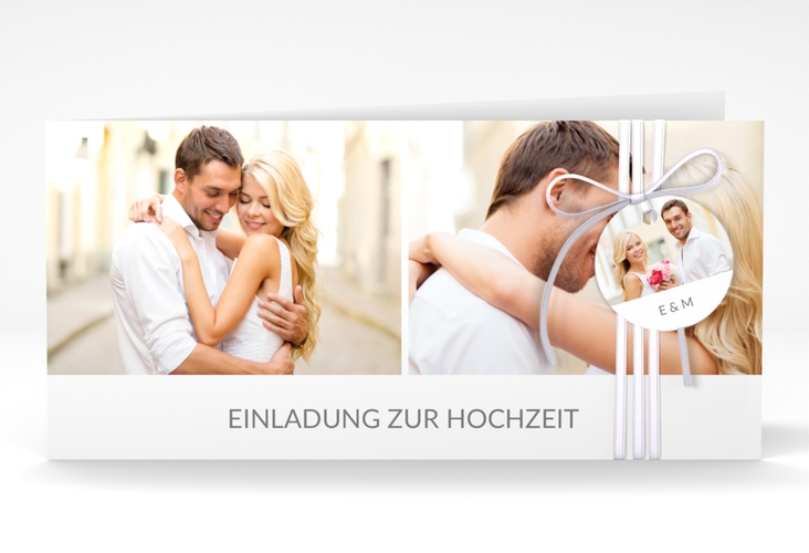 Hochzeitseinladung Vista lange Klappkarte quer weiss