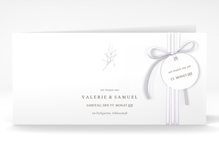 Hochzeitseinladung Ivy lange Klappkarte quer minimalistisch mit kleiner botanischer Illustration