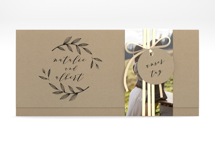 Hochzeitseinladung Naturelove Wickelfalzkarte + Banderole