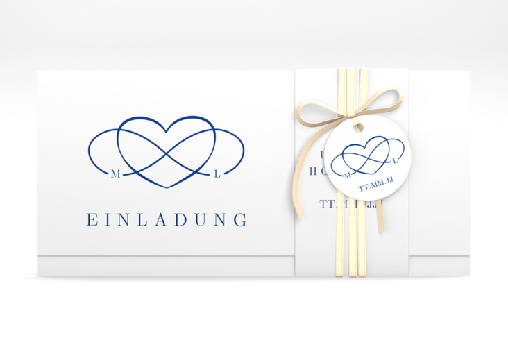 Hochzeitseinladung Infinity Wickelfalzkarte + Banderole hochglanz