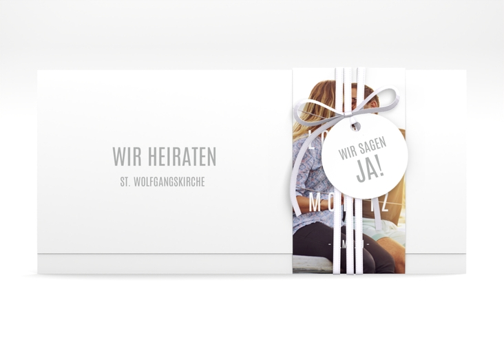Hochzeitseinladung Memory Wickelfalzkarte + Banderole