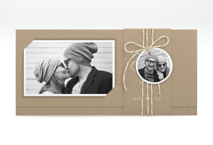 Hochzeitseinladung "Crafty" Wickelfalzkarte + Banderole hochglanz