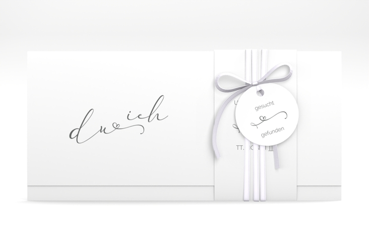 Hochzeitseinladung Zweisamkeit Wickelfalzkarte + Banderole im minimalistischen Stil mit Aufschrift du & ich