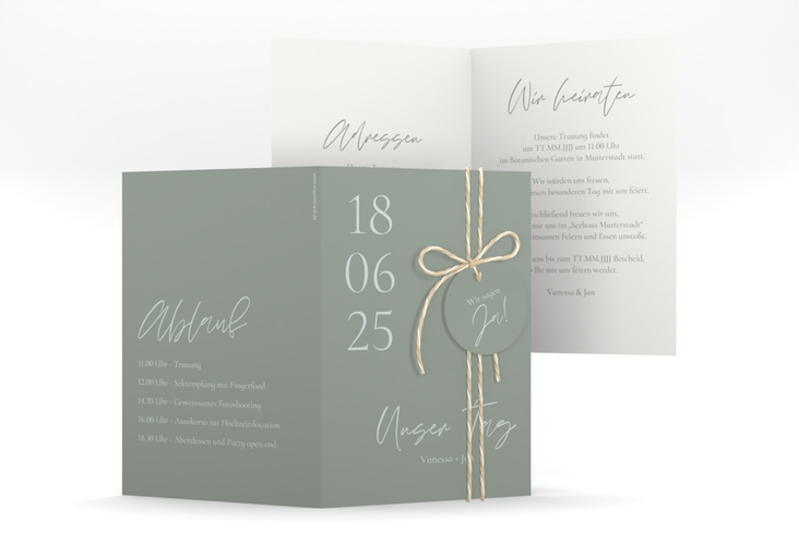 Einladungskarte Hochzeit Day A6 Klappkarte hoch mit Datum im minimalistischen Design