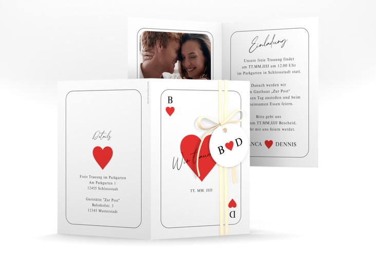 Einladungskarte Hochzeit Kartenspiel A6 Klappkarte hoch