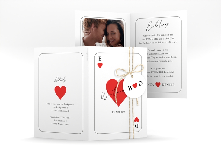 Einladungskarte Hochzeit Kartenspiel A6 Klappkarte hoch