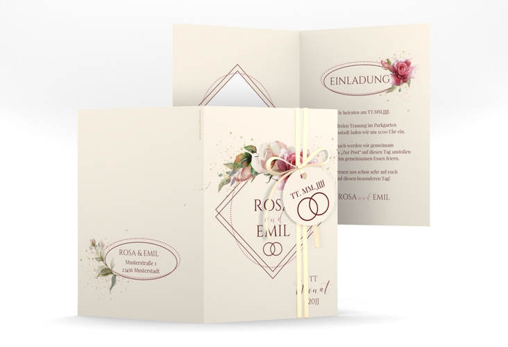 Einladungskarte Hochzeit Rosenbogen A6 Klappkarte hoch