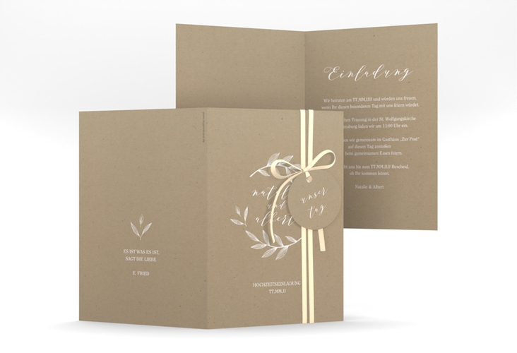 Einladungskarte Hochzeit Naturelove A6 Klappkarte hoch weiss hochglanz