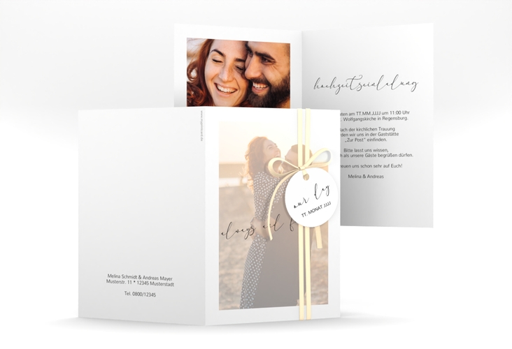 Einladungskarte Hochzeit Lucent A6 Klappkarte hoch