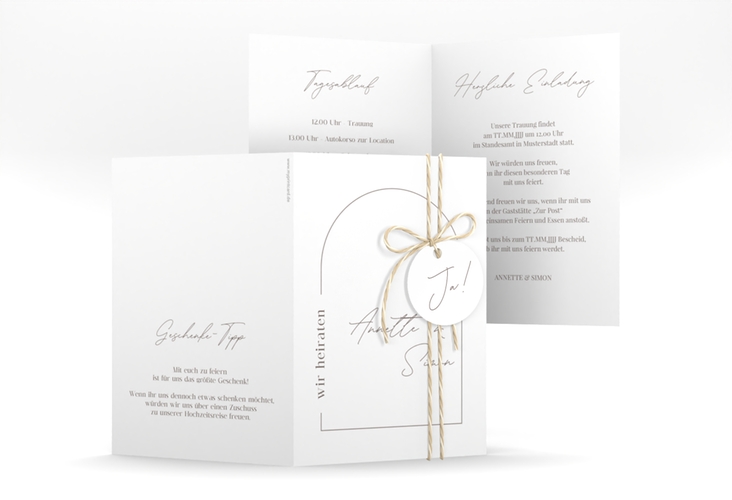 Einladungskarte Hochzeit Rundung A6 Klappkarte hoch