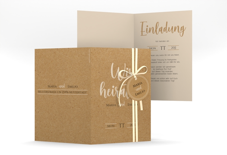 Einladungskarte Hochzeit Noble A6 Klappkarte hoch hochglanz mit elegantem Schriftzug